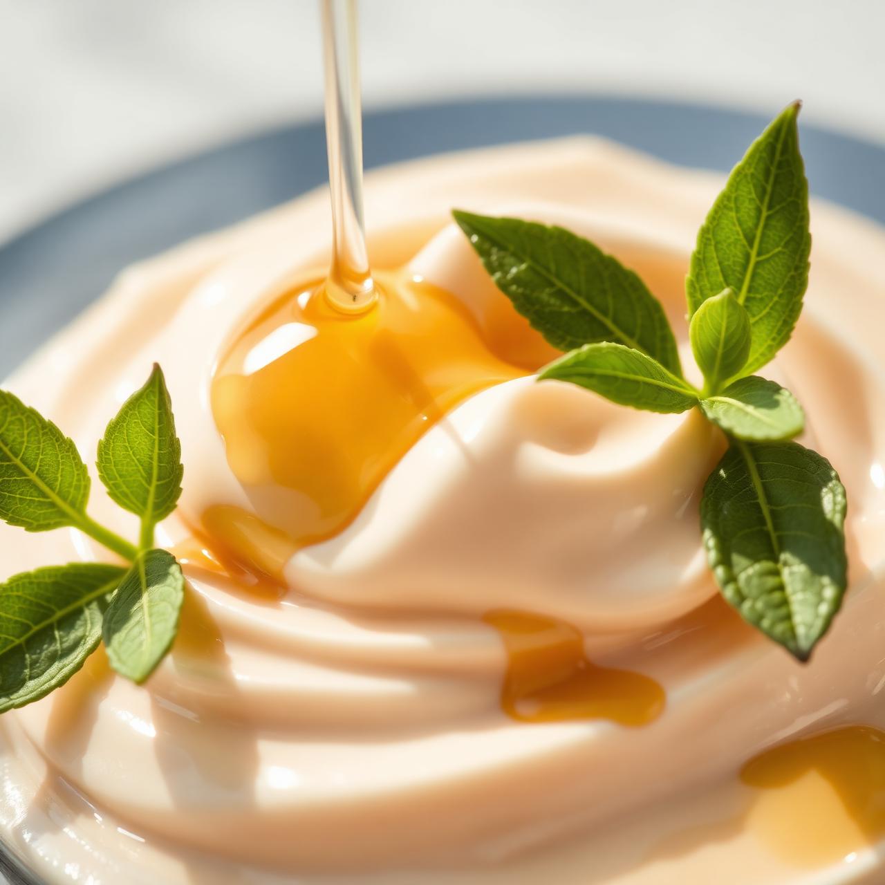 Textura de creme natural com ingredientes botânicos